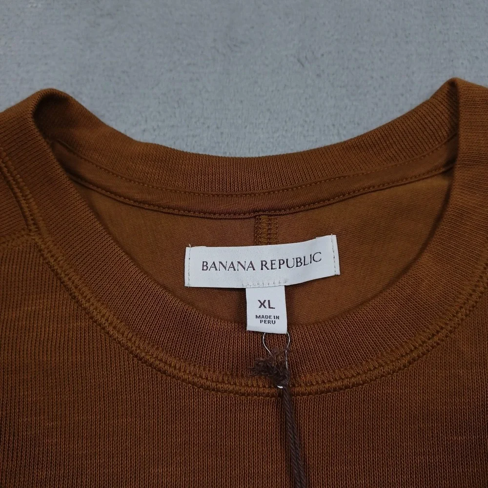 Banana Republic Sweater Mens XL Brown Crew Neck Preppy Pullover NWT